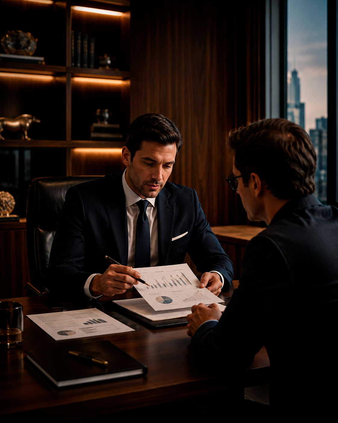 Analyst working with market charts